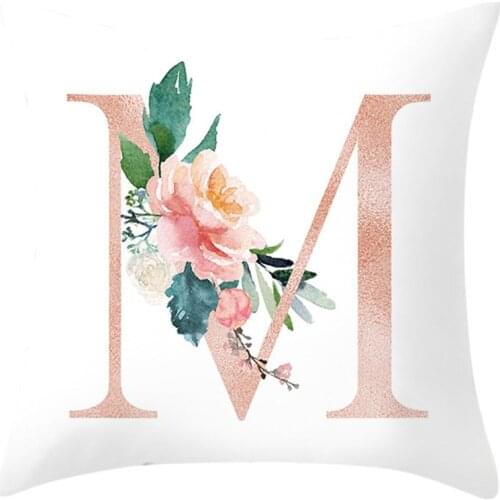 26 Letter Printed Pillow Case Sofa Alphabet Cushion Cover Home Decoration Car Flower Print Pillowcase Cojines Dropshipping