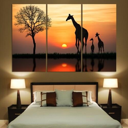 3panel Free shipping Animal painting pictures print on the canvas, Art wall decor, Home wall art picture, Unframed