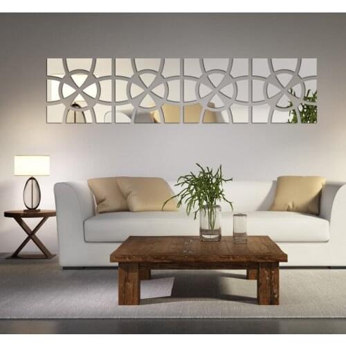 Stitching graphics Design 3D Acrylic Mirror Wall Sticker for living Room bedroom home decoration