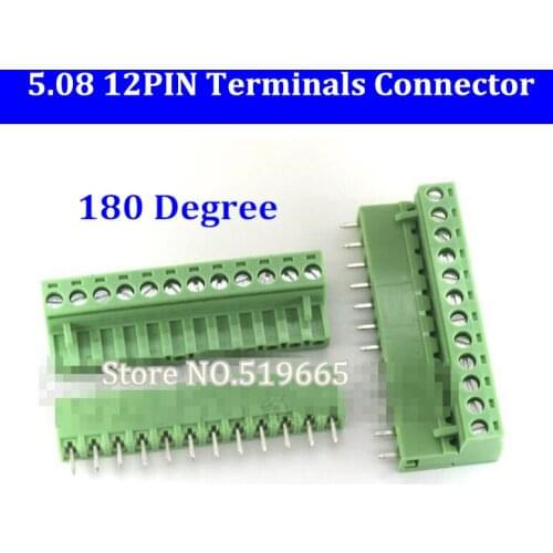 5.08 5.08mm 12pin 12-Pin Terminal plug type 300V 10A 5.08mm pitch connector pcb screw terminal block 180 degree