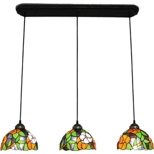 8" Classic Tiffany Flowers Chandeliers Light Tiffanylamp Bar Cafe Restaurant Hanging Lamp European Art Lighting Decoration PL775