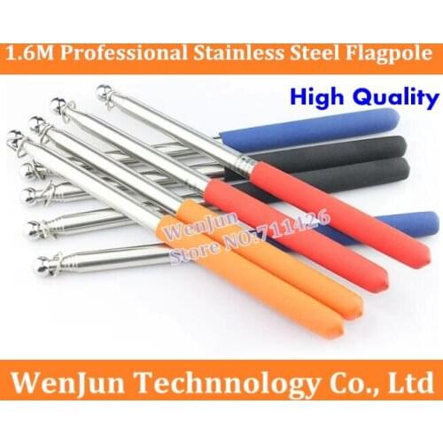 Free shipping 1.6M professional high-grade stainless steel flagpole 1.6 meter guide flagpole/extension-tpye pole 5pcs
