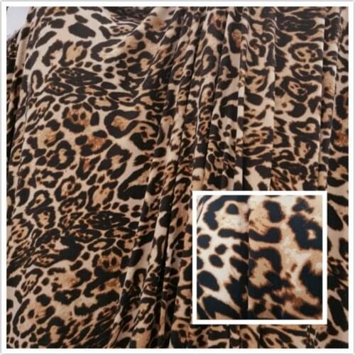 Elastic impervious drop milk silk frosted leopard pattern fabric for latin dance dress swimsuit diy sewing materials 1Meter