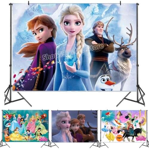Frozen Party Backdrop Dcor Alsa Anna Birthday Poster Photography Background Creeper Disney Series Princess Party Supplies Gifts