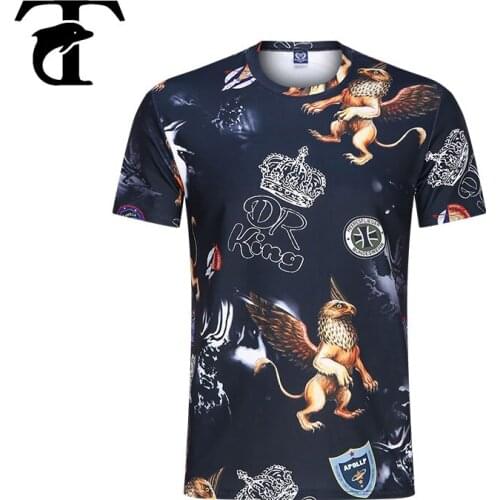 Good Quality Casual Oversized Men T shirt Streetwear Hip-Hop Top Beach Owl Print T-shirt Summer Short sleeve Tee Top Sewn Neatly