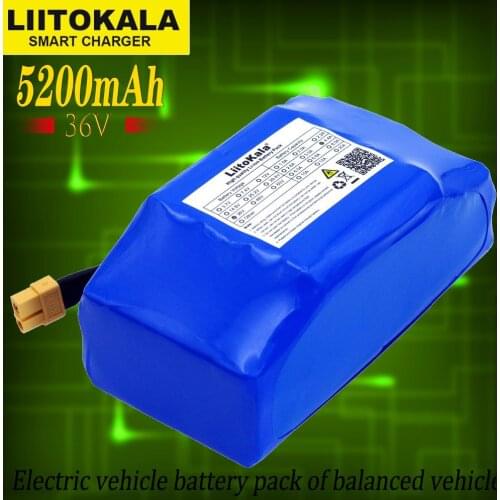 Liitokala 36 v 5.2Ah 4.4Ah high flow 2-wheel electric rollers even balancing lithium battery pack for self-balancing fits 6,5 "7