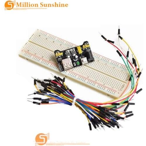 MB102 Breadboard power module+MB-102 830 points Solderless Prototype Bread board kit +65 Flexible jumper wires