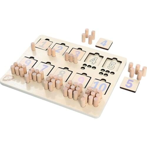 Montessori Math Materials Toys for Toddlers,Kids Toys,Peg Number Board Wooden 1-10 Counting Preschool Teaching Toy