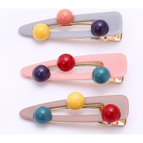 Fashion Jewelry Colorful Beads Barrette Hair Clip Girls Hairpin Dukbill Toothed Barrettes