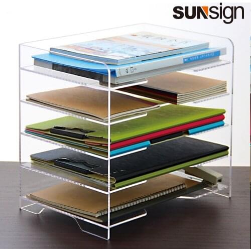 A4/A3 Desktop Portrait Clear Multi-layer Acrylic Brochure Holder File Organizer for Office