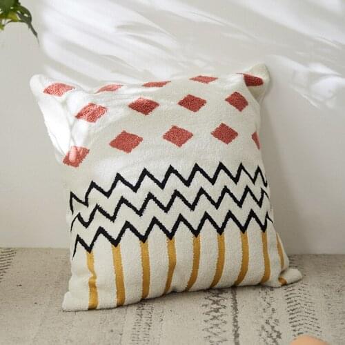 Geometric Square Cushion Cover 45x45cm/30x50cm Embroidery Soft Pillow Cover Cozy Home Decoration for Living room Kids Room