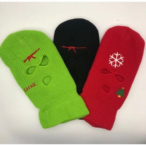 Neon Balaclava Three-hole Ski Mask Tactical Mask Full Face Mask Winter Hat Halloween Party Mask Limited Embroidery