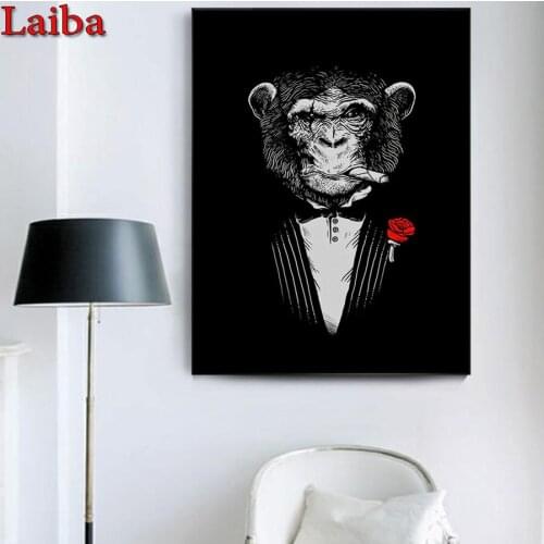 Monkey Smoking a Cigar Abstract Diamond Painting Diamond Embroidery 5D,diy 3d Cross Stitch,Mosaic Diamond picture,home decor art