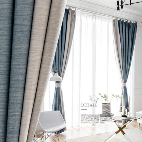 New Thick Cotton Linen Shade Curtain Solid Color Mosaic Curtains for Living Room Bedroom luxury blackout curtains