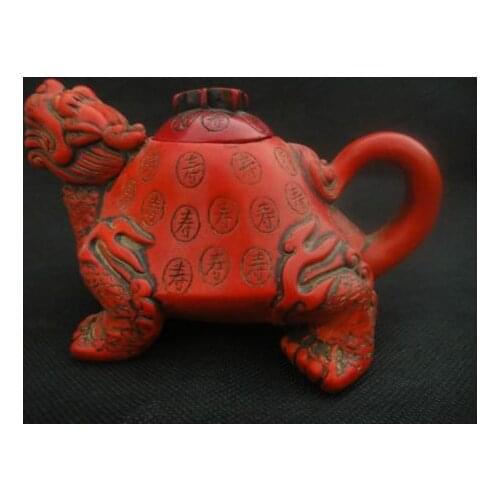 Elaborate Chinese Decorated Dragon Turtle Longevity Auspicious Tea Pot