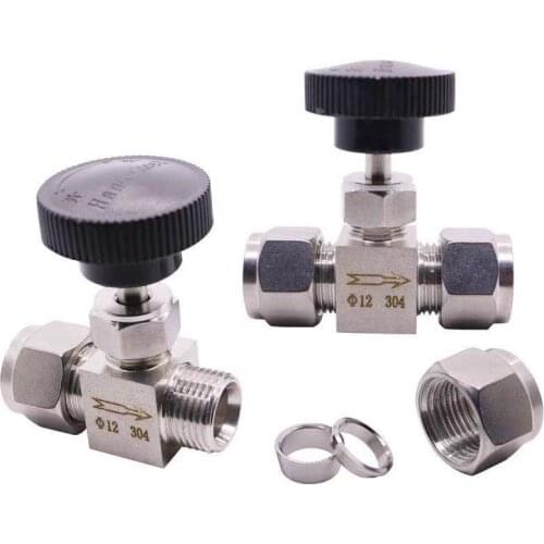 Adjustable needle valve OD 3 4 6 8 10 12 14mm 1/8" 1/4" 3/8" 1/2" Compression Double Ferrule Tube stainless steel 304