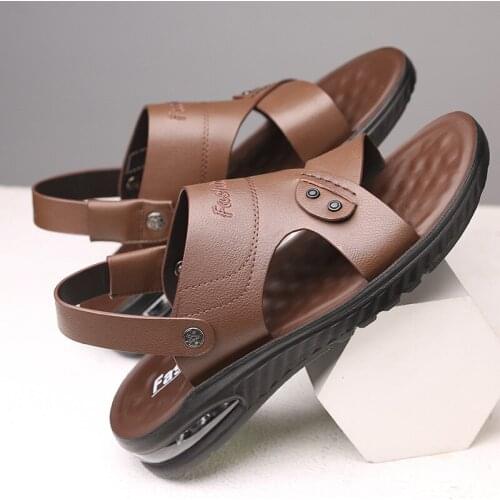 Men Sandals Summer Genuine Leather Roman Sandals Male Casual Shoes Beach Flip Flops Men Fashion Outdoor Slippers Shoes