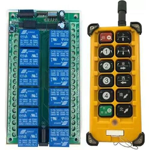 Universal DC 12V 24V 10A 12CH Remote Control Switches Receiver& Transmitters 433mhz/315mhz crane power switch