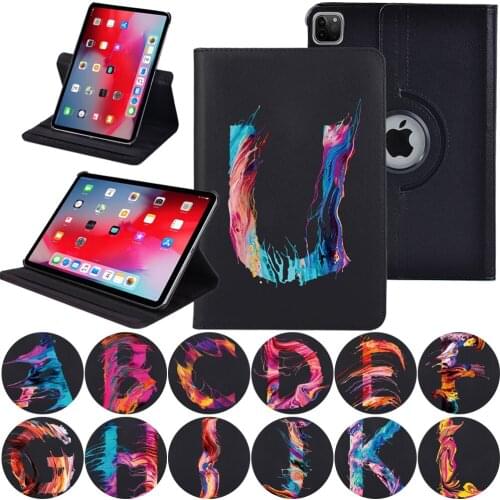 360 Rotating Tablet Case for Apple IPad Pro 9.7 2015/Pro 10.5 2017 26 Letter Pu Leather Cover Case for Pro 11" 2018 2020 2021