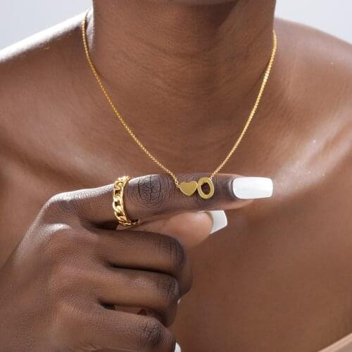 Tiny Initial letter Heart Pendant Necklaces For Women Stainless Steel Gold Chain Alphabet Necklaces Bijoux Trendy 2021 Jewelry