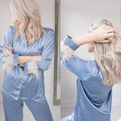 Women Faux Fur Sleepwear Suits Maternity Kimono Woman Pants Suit Nightrobes Prom Bathrobe Feather Nightgown Bridesmaid Shawl