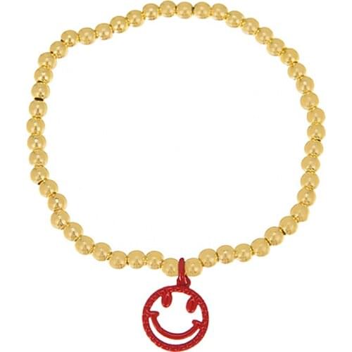 ZHINI Bohemia Vintage Gold Beads Chain Bracelets for Women Simple Cute Smiley Face Pendant Statement Bracelet 2021 pulseras