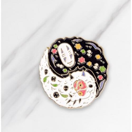 Black White Enamel Pin Various Things Ghost Brooch Backpack Clothes Lapel Pin Badge Cartoon Jewelry Gift For Women Men