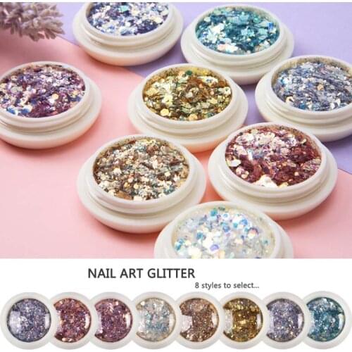 1 Box Nail Holographic Glitter Flakes Powder 3D Hexagon Colorful Sequins Spangles Polish Manicure Nails Art Decorations