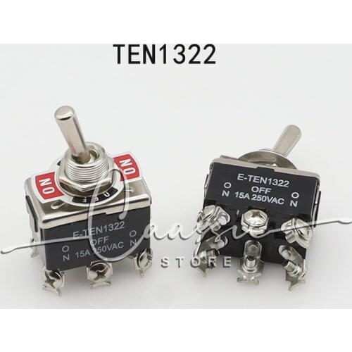 1PCS E-TEN1322 15A/250V 6 pin Waterproof Switch Cap On-Off-On Miniature Toggle Switches black