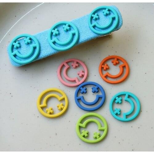 10Pcs 1.9CM Trendy Cute Colorful Metal Smile Face Charms For DIY Making Earrings Necklace Jewelry Accessories