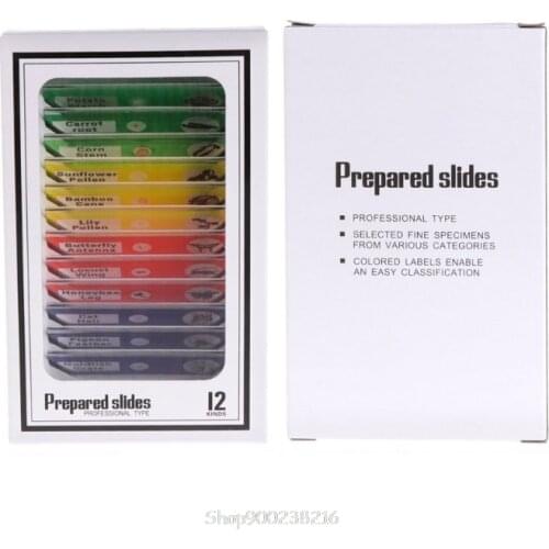 12 Pcs Prepared Microscope Slides Set Specimen For Student Basic Biology Education Au26 20 Dropship