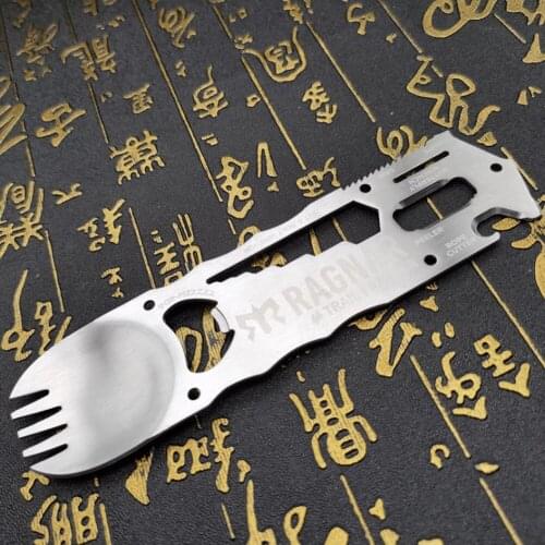 2021 Outdoor Camping Cutlery Portable EDC Spoon Fork Knife Hiking Multi Tableware Bottle Multitool Camp Utensil Fork