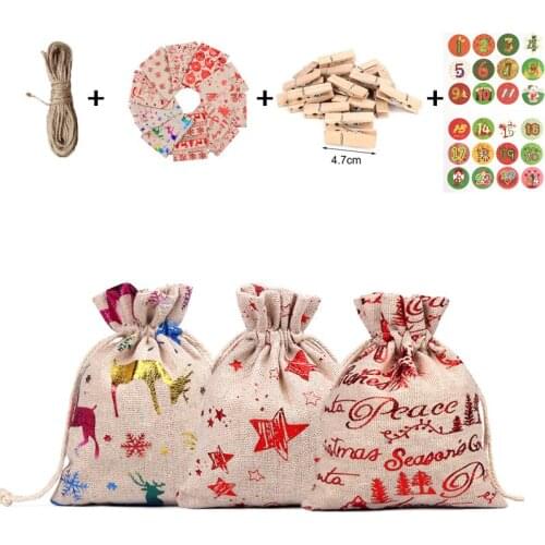24 bag advent calendar Christmas Christmas gift bags decoration and suspension of small cotton and linen bag suit