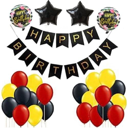 32pcs red black helium Balloons Theme Birthday Party Decor baby shower air Globos Childrens Day Gift Paper Banner