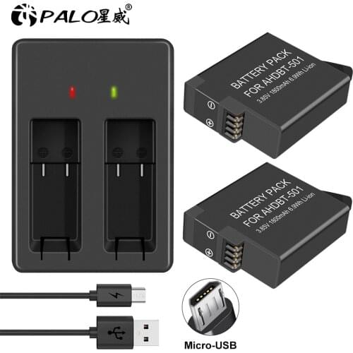 2pcs 1800mAh battery GoPro Hero5 hero6 hero7 black Bateria Akku for GoPro hero 5 6 7 Hero5 AHDBT 501 battery