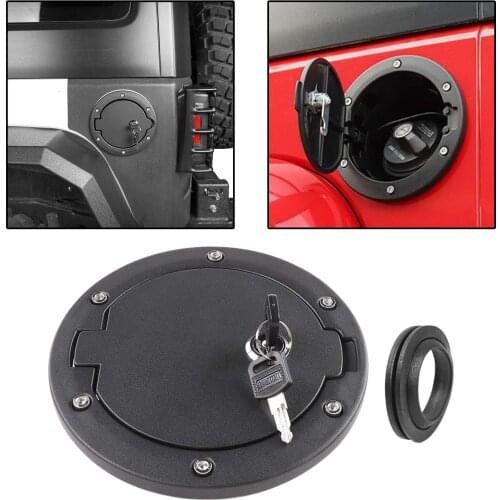 Car Locking Fuel Filler Door Gas Tank Cover Aluminum Alloy Fit For Jeep Wrangler JK