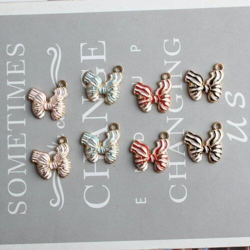 Free Shipping 100pcs 16*16mm Enamel Butterfly Alloy Charms Gold Tne Plated Dripping Oil Necklace Bracelet Earring Pendants