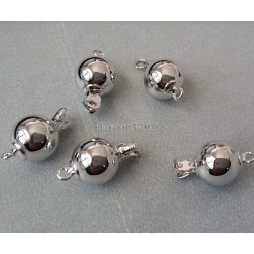 High luster lots 10 PCS 10MM ROUND SILVER BALL CLASP