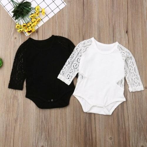 Summer Autumn Baby Girls Clothes Infant Baby Kid Newborn Lace O-Neck Perspective Long Sleeve Bodysuit Outfits Infantil