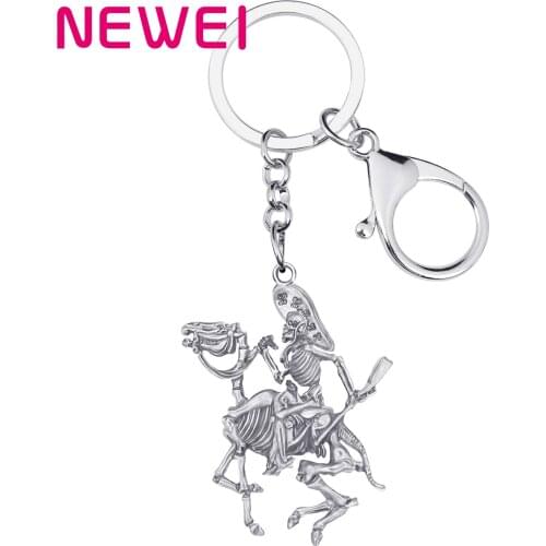 Newei Halloween Plated Antique Gold Soldier Skull Keychains Big Key Ring Jewelry For Women Kid Friends Funny Festival Decoration