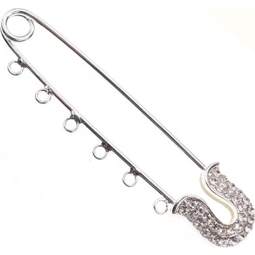 DIY islam pin for kids big pin 10 cm 6 loops pearl Safety pink blue crystal rhinestone small Arabic allah Brooch baby pins