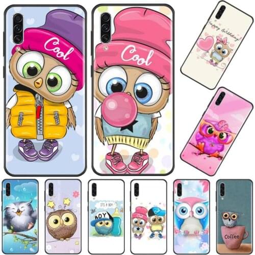 Cute Owl Lover Cartoon Phone Case For Samsung A20 A30 30s A40 A7 2018 J2 J7 prime J4 Plus S5 Note 9 10 Plus