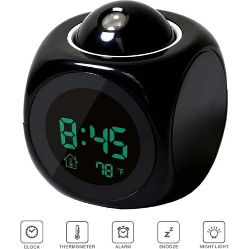 Digital Alarm Clock LED Projector Temperature Desk Time Date Display Projection Calendar USB Charger Table Clock Home Decor