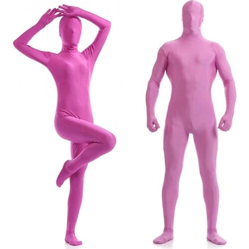 Adult Full Body Spandex Lycra Zentai Suit Purple Pink Tight Suits Pure Color Halloween Party Unitard can be Customized