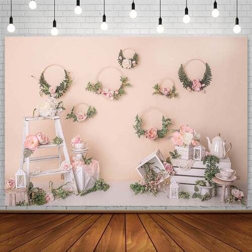 Avezano Baby Shower Backdrop Flower White Board Pink Decor Birthday Girl Photography Background Studio Photozone Photocall Props