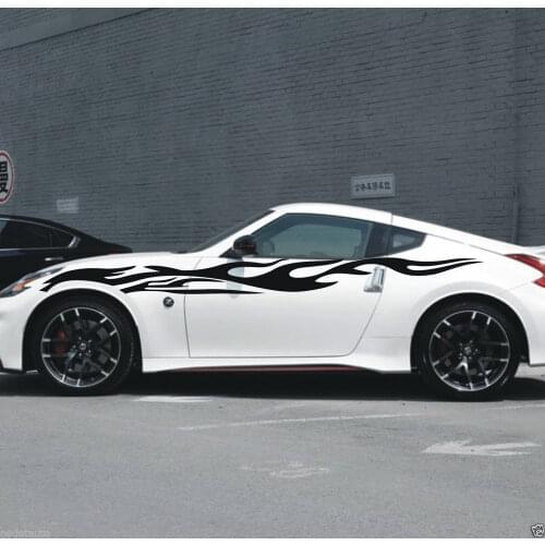 HotMeiNi 200CM*15CM 2 X Car Sports Flame Fire Upper Door Decal Vinyl Motor Sticker Graphics Car Stickers