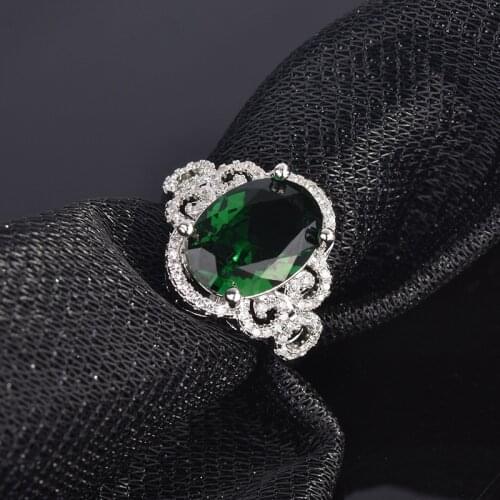 QTT 925 Sterling Silver Ring for Women Oval Cubic Zirconia Jewelry Hollow Design Retro Wdding Engagement Rose Gold Ring