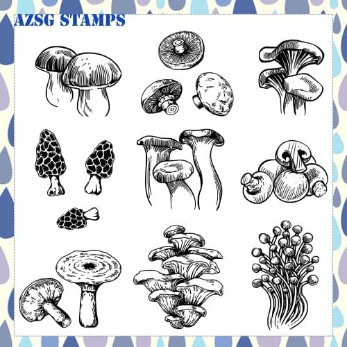 Various Mushroom Elements Collection Clear Stamp For DIY Scrapbooking/Card Making/Album Decorative Silicone Stamp Crafts 14x14cm
