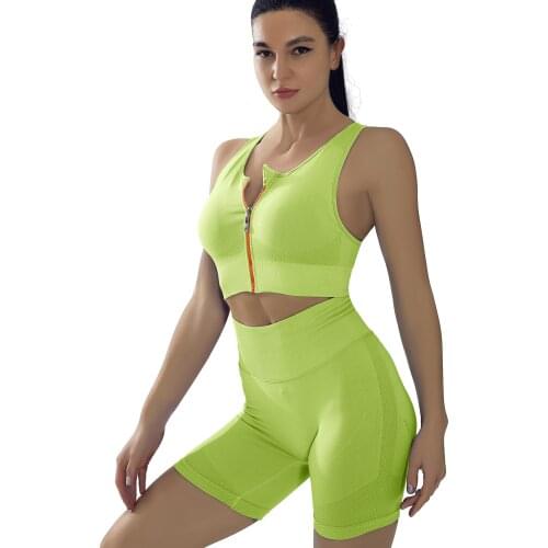 Seamless Yoga Set High Strength Shockproof Gathered Sport Bra Adjustable Running Fitness Vest High Waist Hip Lift Legging Suit