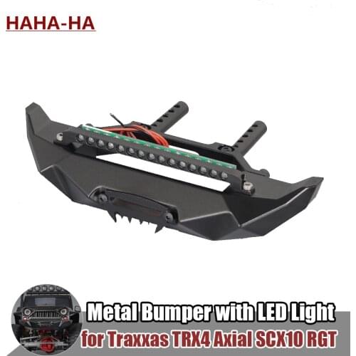 Metal Front Rear Bumper with LED Light for 1/10 RC Crawler Traxxas TRX4 Axial SCX10 90046 90047 RGT 86100